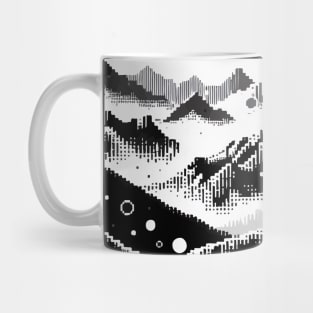 Abstract Art Monochromatic Mountains in Rain Drops Pattern Mug